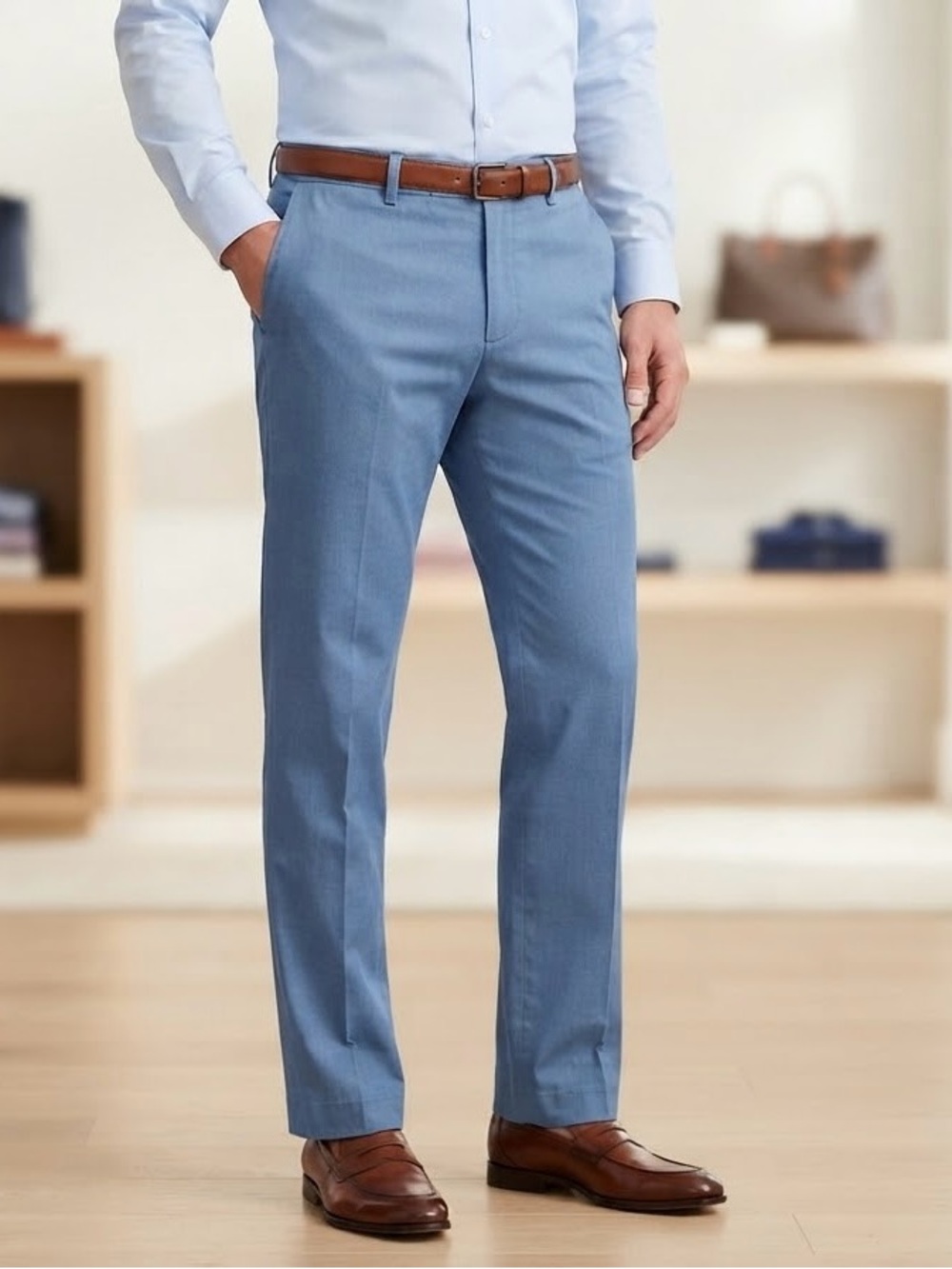Banana Republic Mens Dress Pants Size 36x36 Blue Gray Standard Fit Cotton Slacks